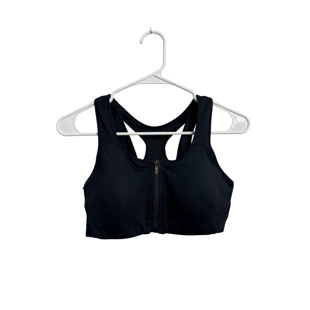 Nike Womens Dri-FIT Front Zip Sports Bra Black Racerback High Impact Size S
